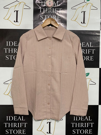 SHEIN |XS| BUST 19| A67| MAUVE PINK TEXTURED LONG-SLEEVE BUTTON-DOWN SHIRT