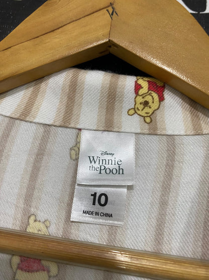 DISNEY |M| BUST 20| A69|  WINNIE THE POOH STRIPED BUTTON-DOWN PAJAMA SHIRT
