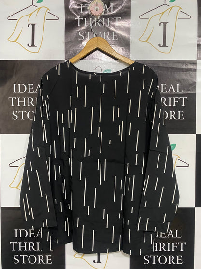 |XL| BUST 23| A68| GENERIC BLACK VERTICAL DASH PRINT OVERSIZED BLOUSE