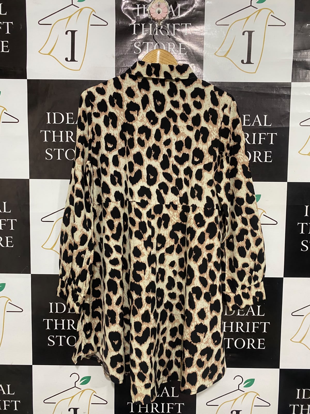 SHEIN |M| BUST 21| A68|  LEOPARD PRINT SHIRT MINI DRESS