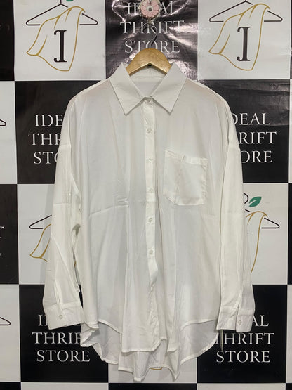 DAZY |L| BUST 26| A68|  CRISP WHITE OVERSIZED BUTTON-DOWN SHIRT