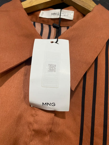 MANGO |XL| BUST 25| A68|  RUST ORANGE STRIPED OVERSIZED BUTTON-DOWN SHIRT