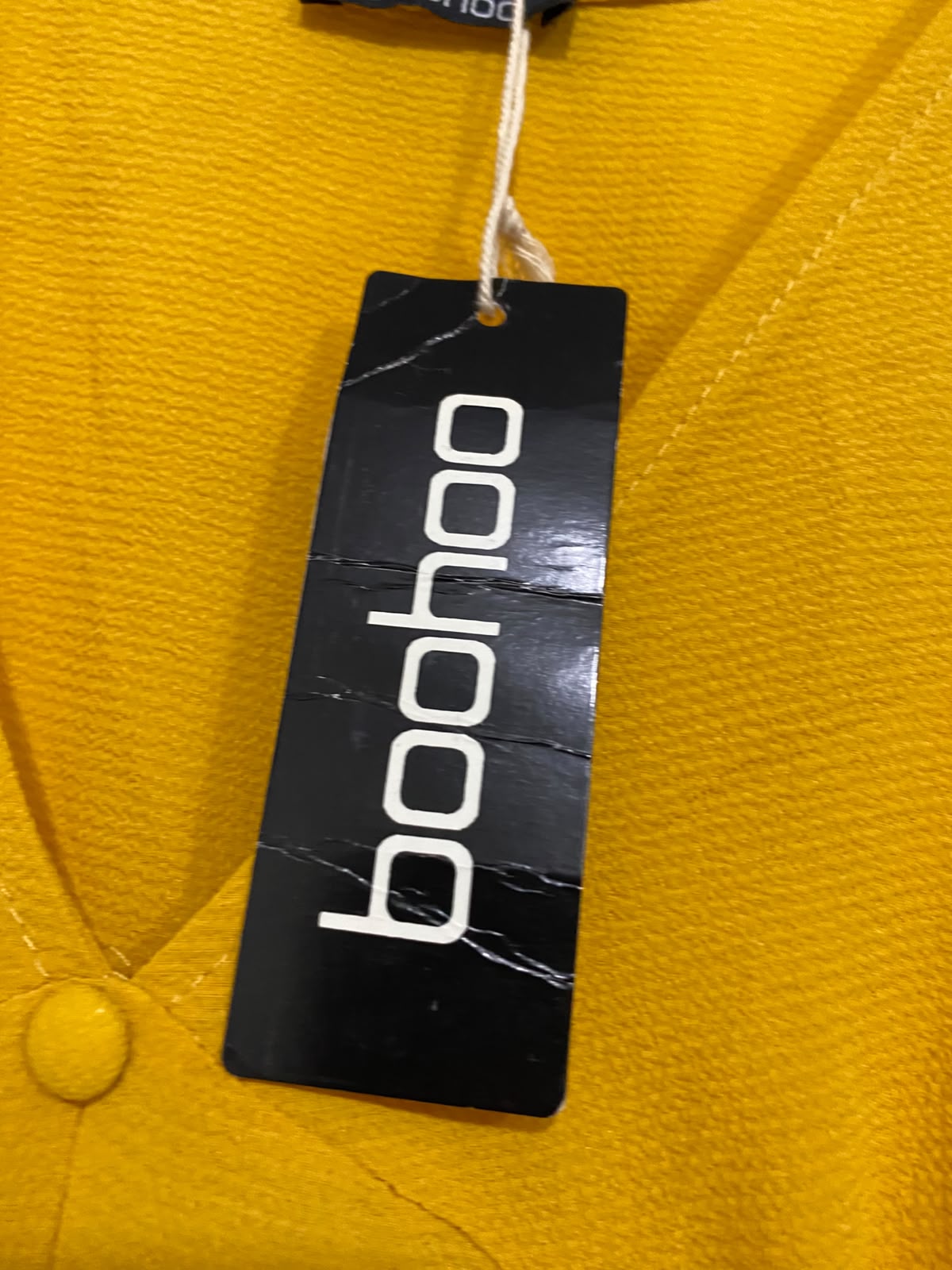 BOOHOO |L| BUST 19| A68| MUSTARD YELLOW BUTTON-FRONT TIERED MIDI DRESS