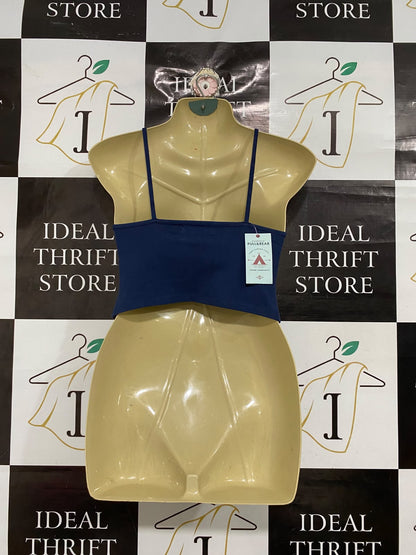 PULL & BEAR |S| BUST 15| A68|  MALIBU ZUMA BEACH NAVY BLUE CROP TOP