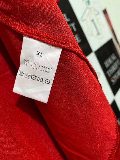 |XL| BUST 15| A68| RED SATIN CORSET-STYLE MAXI DRESS