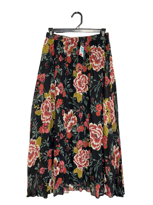 PRIMARK |S| WAIST 26| A69| BLACK & CORAL FLORAL PRINT MAXI SKIRT