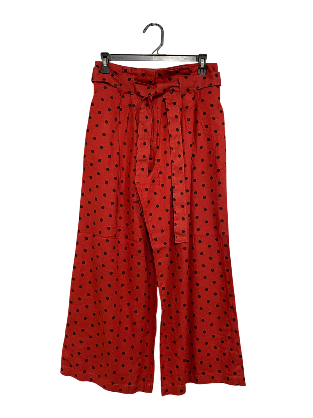 ASOS |L| WAIST 30| A69| RED & BLACK POLKA DOT TIE-WAIST WIDE-LEG TROUSERS