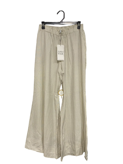 STRADIVARIUS |M| WAIST 28| A69|  BEIGE STRIPED SUPER WIDE-LEG TROUSERS