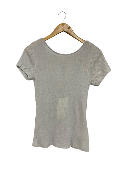 UNISON |XS| BUST 15| A69| GREY METALLIC SHIMMER RIBBED T-SHIRT