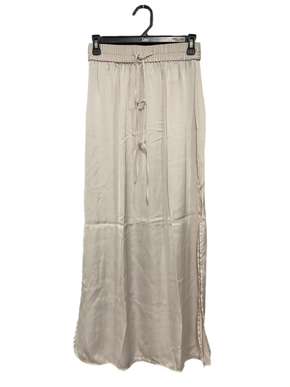 H&M |S| WAIST 26| A69| BEIGE SATIN DRAWSTRING MIDI SKIRT