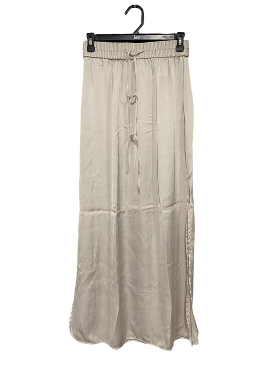 H&M |S| WAIST 26| A69| BEIGE SATIN DRAWSTRING MIDI SKIRT