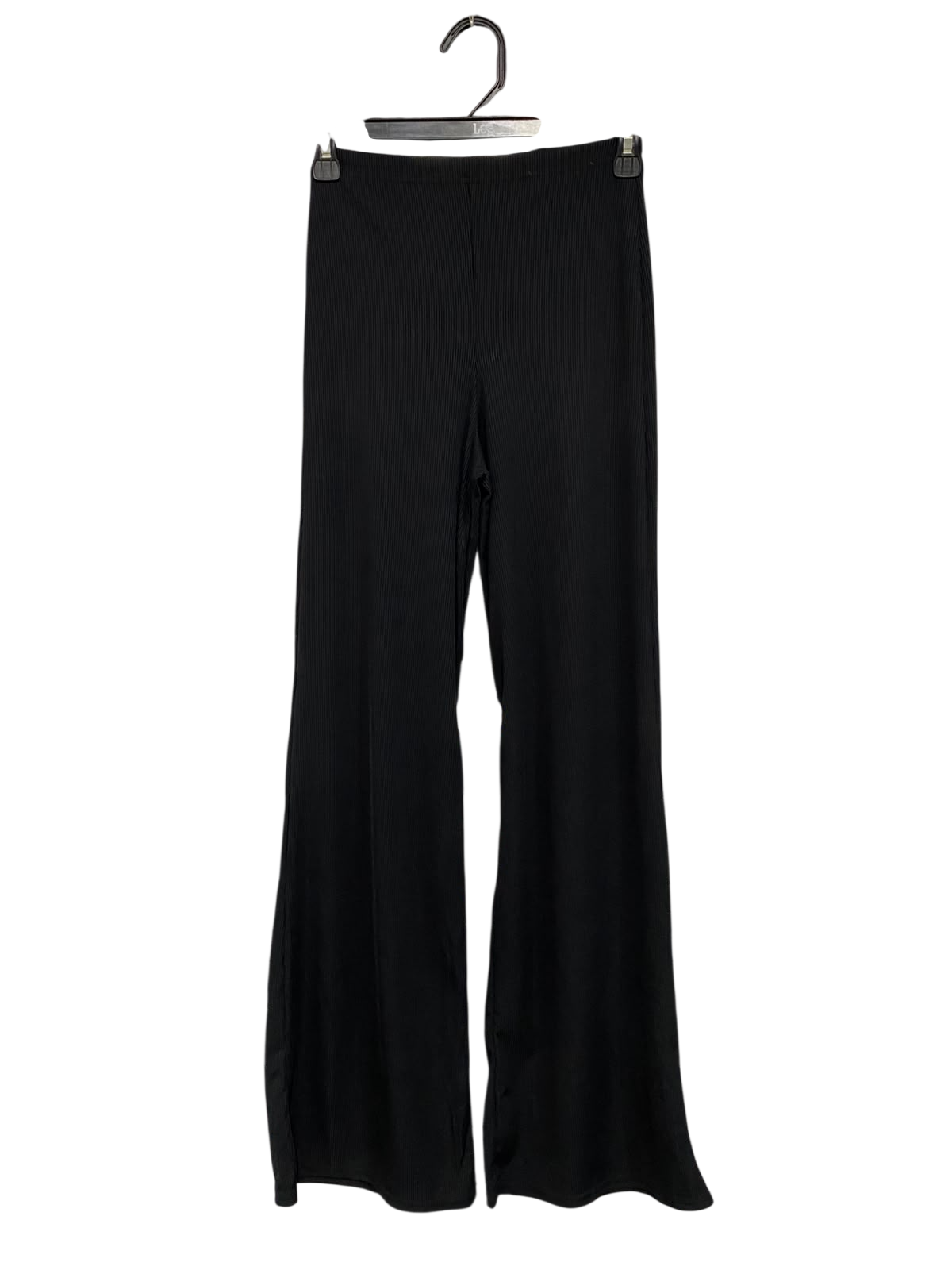 PRETTYLITTLE THING |XS| WAIST 24| A69| BLACK RIBBED WIDE-LEG TROUSERS