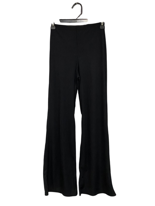 PRETTYLITTLE THING |XS| WAIST 24| A69| BLACK RIBBED WIDE-LEG TROUSERS