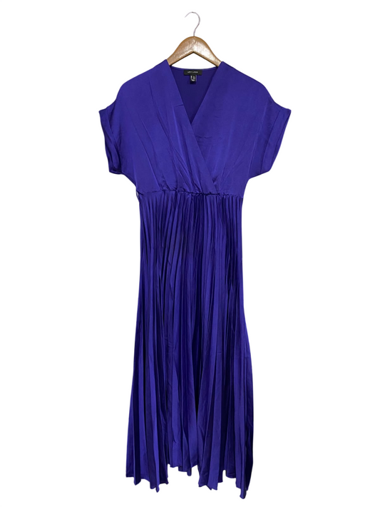 NEW LOOK |S| BUST 14| A69|  ROYAL BLUE PLEATED WRAP MIDI DRESS