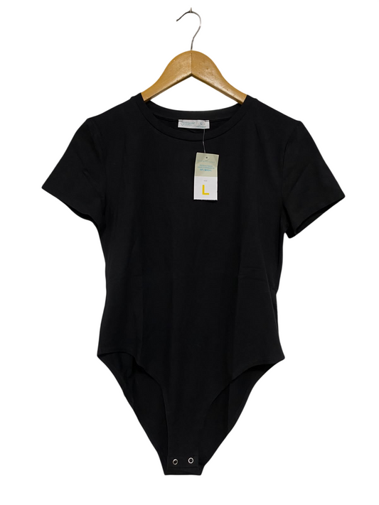 PRIMARK CARES |L| BUST 17| A69| CALLIOPE BLACK SHORT-SLEEVE BASIC BODYSUIT