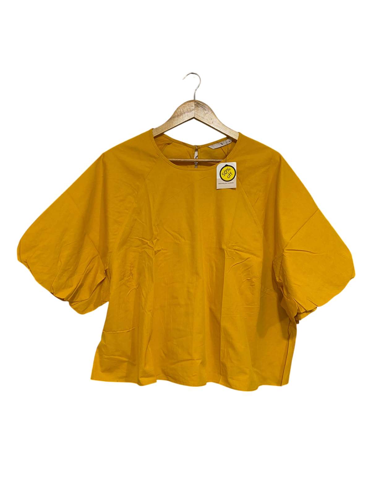TU |S| BUST 27| A69| MUSTARD YELLOW STATEMENT PUFF-SLEEVE BLOUSE