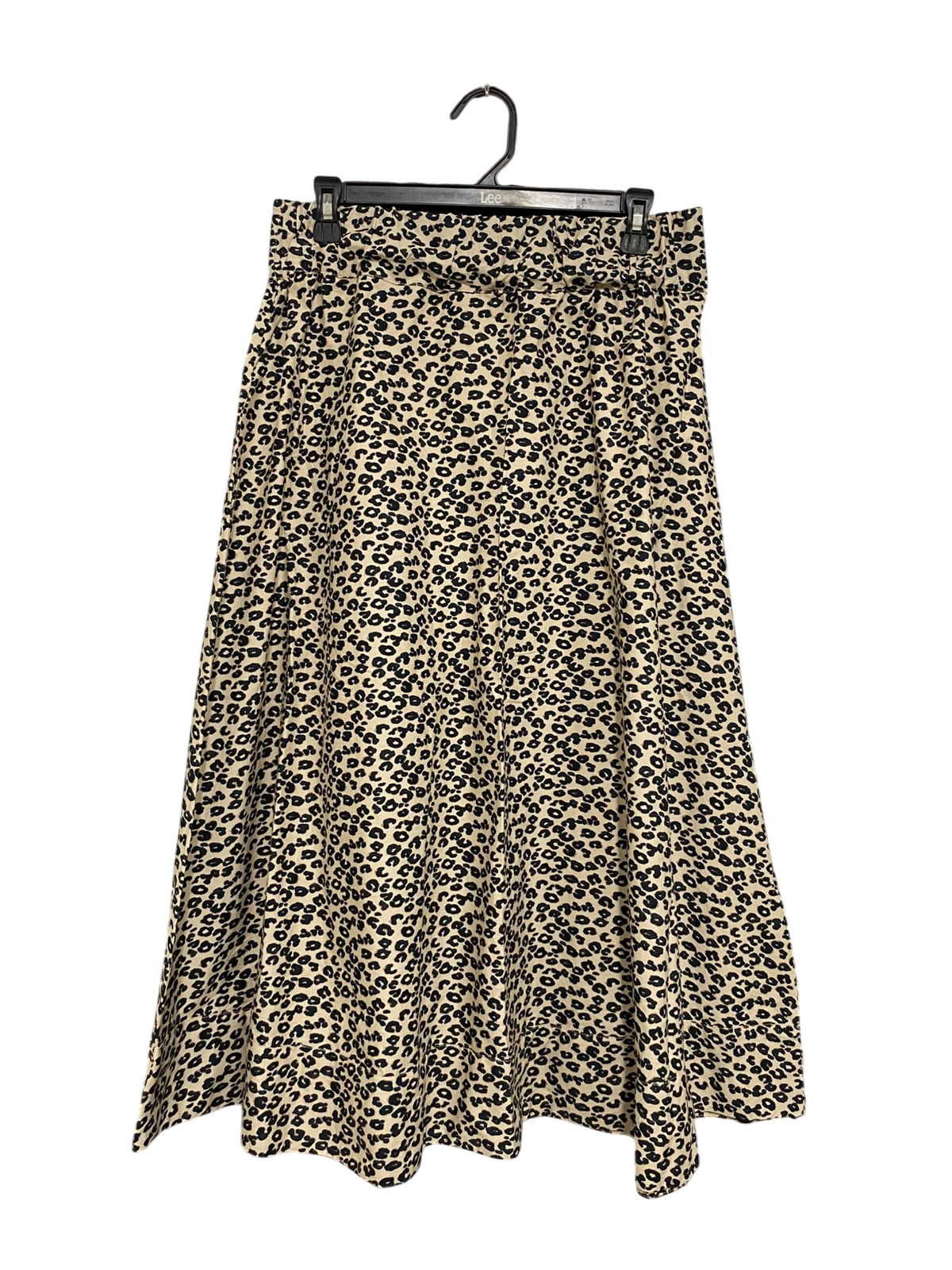 PAPAYA |L| WAIST 31| A69| BEIGE & BLACK LEOPARD PRINT HIGH-WAISTED FLARED SKIRT