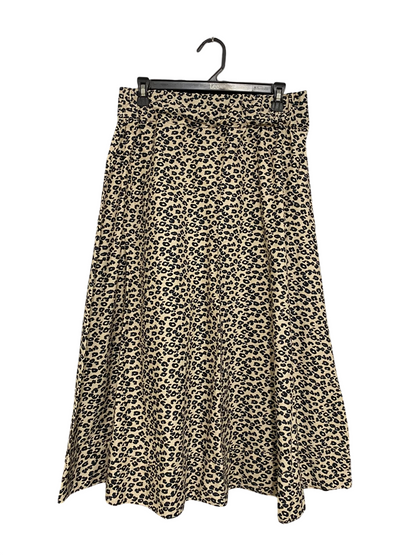 PAPAYA |L| WAIST 31| A69| BEIGE & BLACK LEOPARD PRINT HIGH-WAISTED FLARED SKIRT