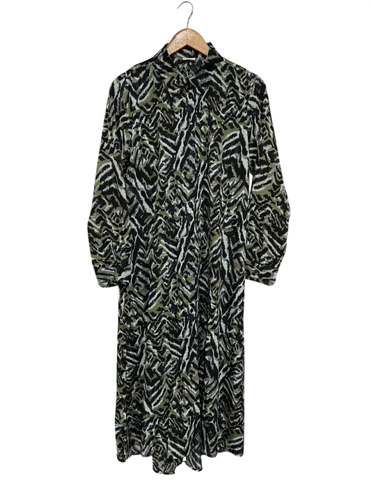 JDY |L| BUST 21| A69| OLIVE & BLACK ABSTRACT ZEBRA PRINT SHIRT DRESS