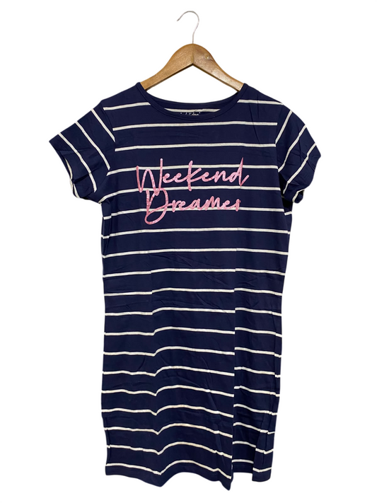 F&F |L| BUST 20| A69|  NAVY STRIPED 'WEEKEND DREAMER' NIGHTDRESS / T-SHIRT DRESS