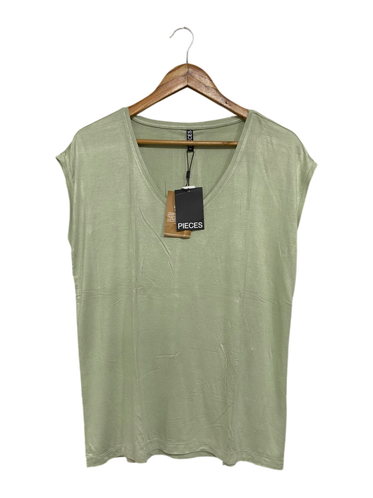 PIECES |XL| BUST 21| A69| SAGE GREEN V-NECK SLEEVELESS TEE TOP