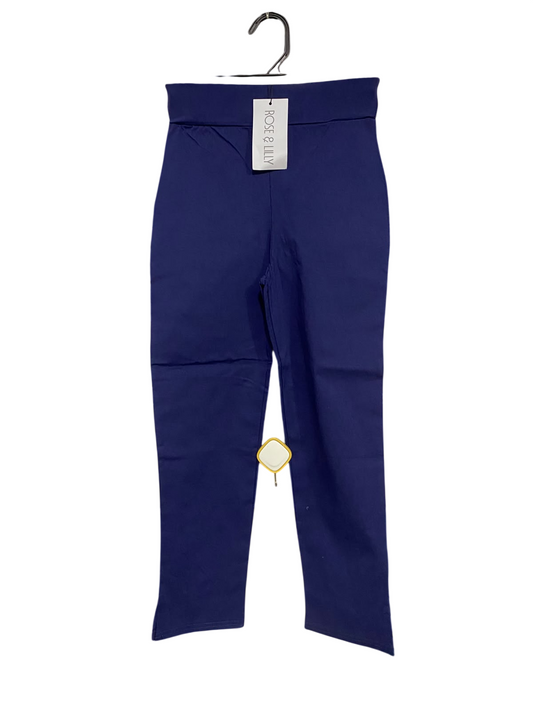 ROSE & LILLY |S| WAIST 22| A69| NAVY BLUE STRETCH STRAIGHT-LEG TROUSERS
