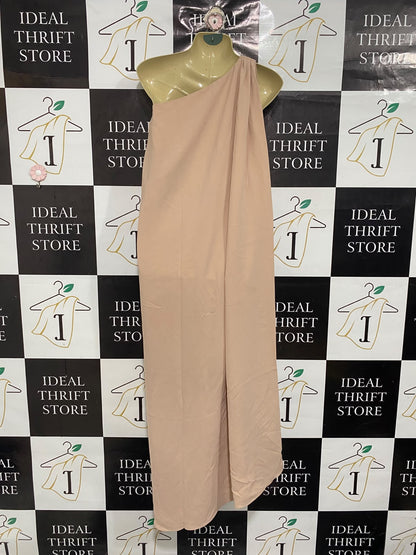 H&M |XL| BUST 19| A70| BEIGE ONE-SHOULDER DRAPED MAXI DRESS