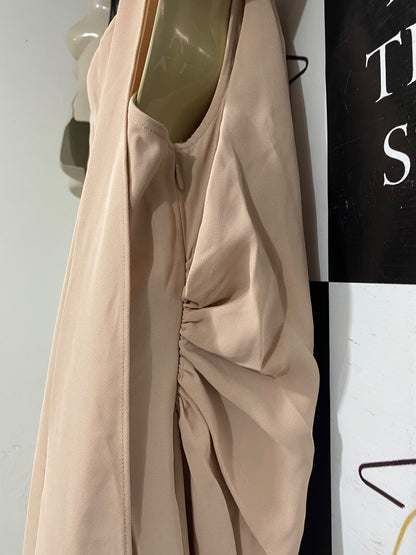 H&M |XL| BUST 19| A70| BEIGE ONE-SHOULDER DRAPED MAXI DRESS