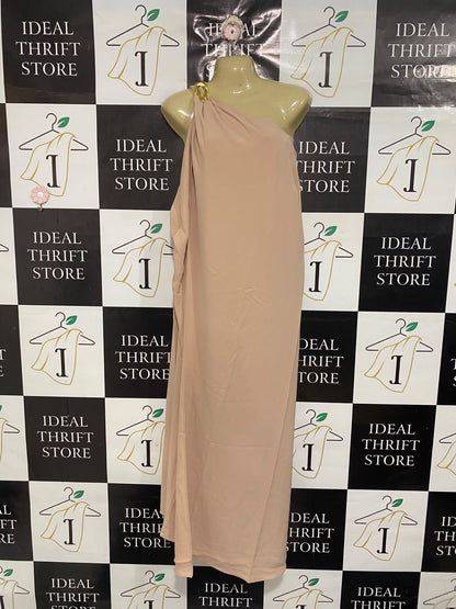 H&M |XL| BUST 19| A70| BEIGE ONE-SHOULDER DRAPED MAXI DRESS