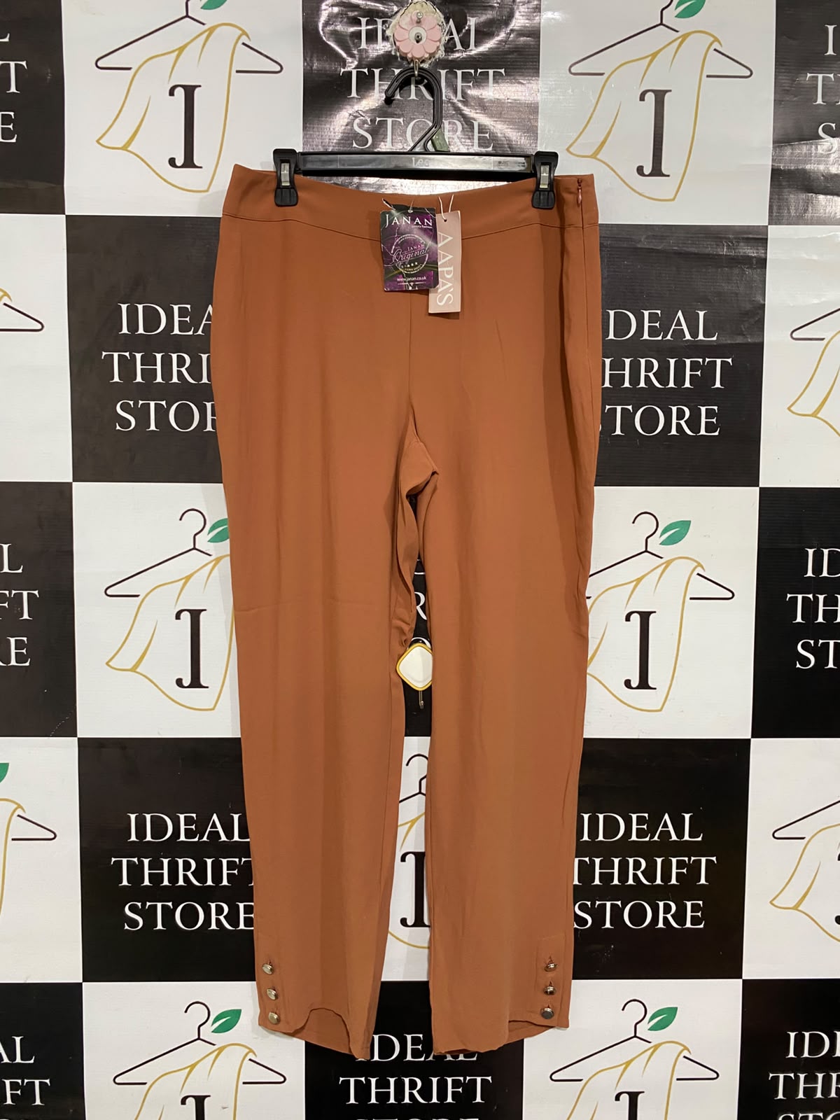 AAPAS BY JANAN |M| WAIST 32| A69|  RUST TERRACOTTA ANKLE-BUTTON TROUSERS