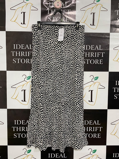 NEW LOOK |M| WAIST 30| A69| BLACK & WHITE ABSTRACT DOT MAXI SKIRT
