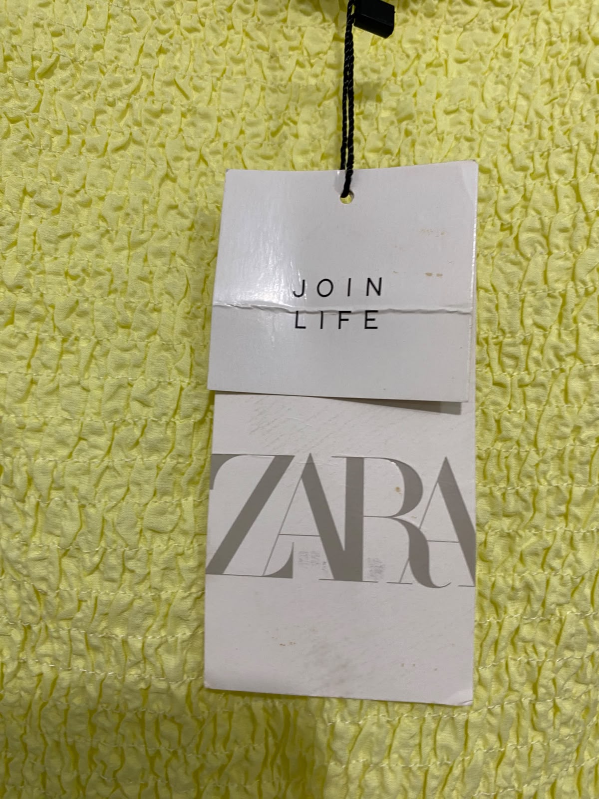 ZARA |M| BUST 13| A69| LEMON YELLOW TEXTURED PUFF-SLEEVE MINI DRESS