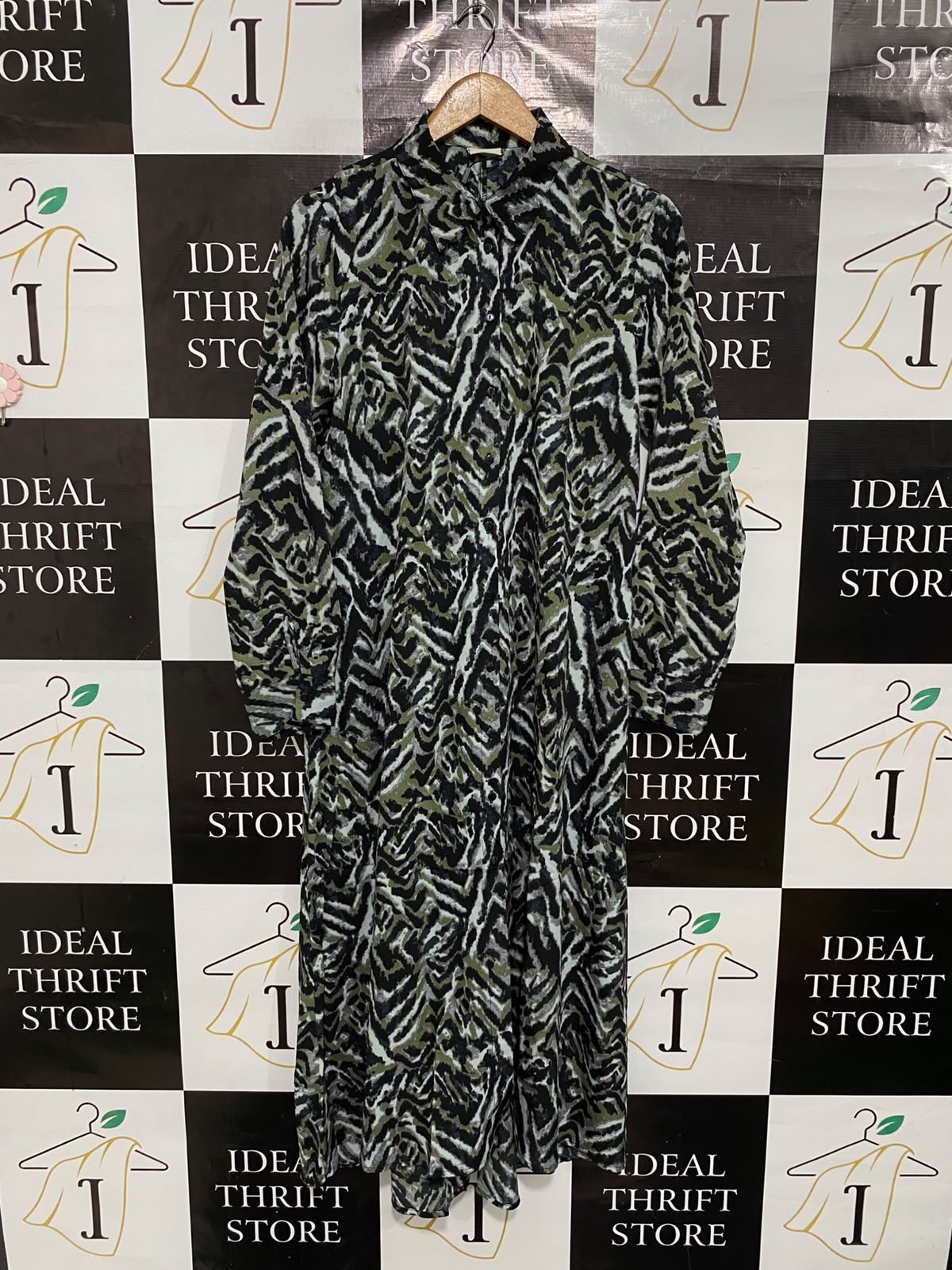 JDY |L| BUST 21| A69| OLIVE & BLACK ABSTRACT ZEBRA PRINT SHIRT DRESS