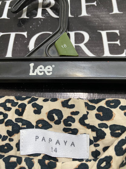 PAPAYA |L| WAIST 31| A69| BEIGE & BLACK LEOPARD PRINT HIGH-WAISTED FLARED SKIRT