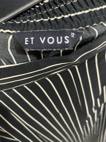 ET VOUS |L| WAIST 32| A69| BLACK & WHITE STRIPED WIDE-LEG TROUSERS