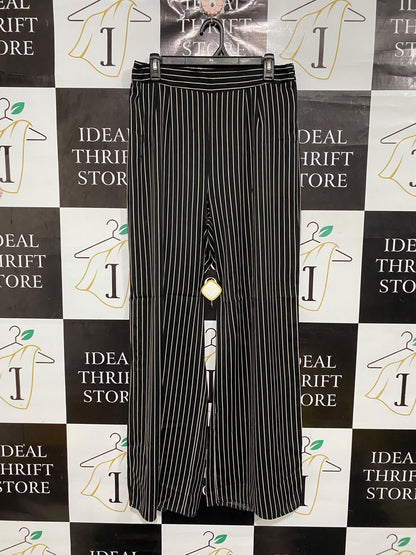 ET VOUS |L| WAIST 32| A69| BLACK & WHITE STRIPED WIDE-LEG TROUSERS