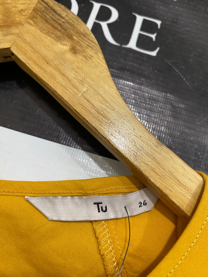 TU |S| BUST 27| A69| MUSTARD YELLOW STATEMENT PUFF-SLEEVE BLOUSE