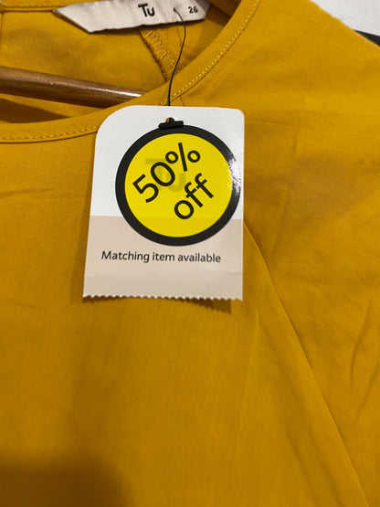 TU |S| BUST 27| A69| MUSTARD YELLOW STATEMENT PUFF-SLEEVE BLOUSE