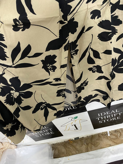SHEIN |M| BUST 20| A69| BEIGE & BLACK FLORAL WRAP MIDI DRESS