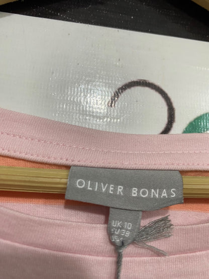 OLIVER BONAS |M| BUST 21| A69|  PEACH & PINK STRIPED RELAXED T-SHIRT