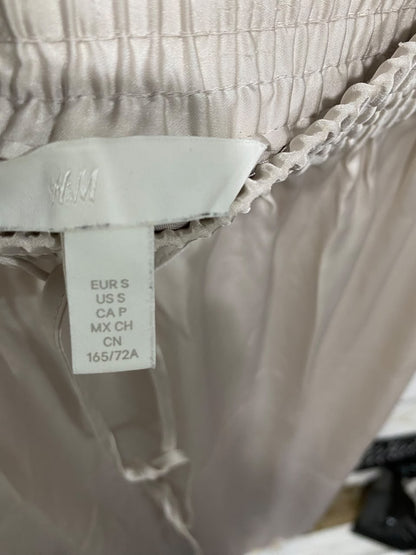 H&M |S| WAIST 26| A69| BEIGE SATIN DRAWSTRING MIDI SKIRT