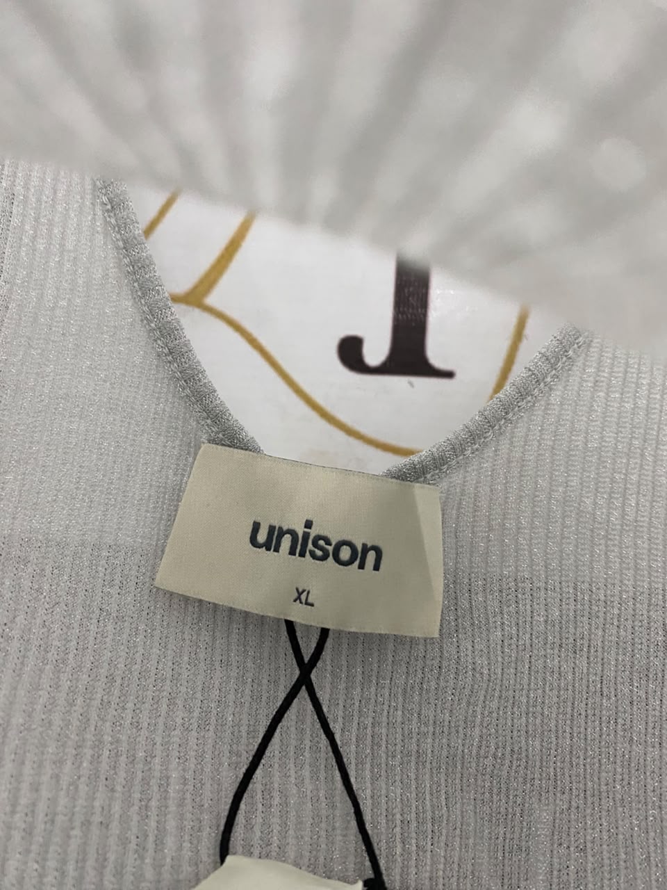 UNISON |XS| BUST 15| A69| GREY METALLIC SHIMMER RIBBED T-SHIRT
