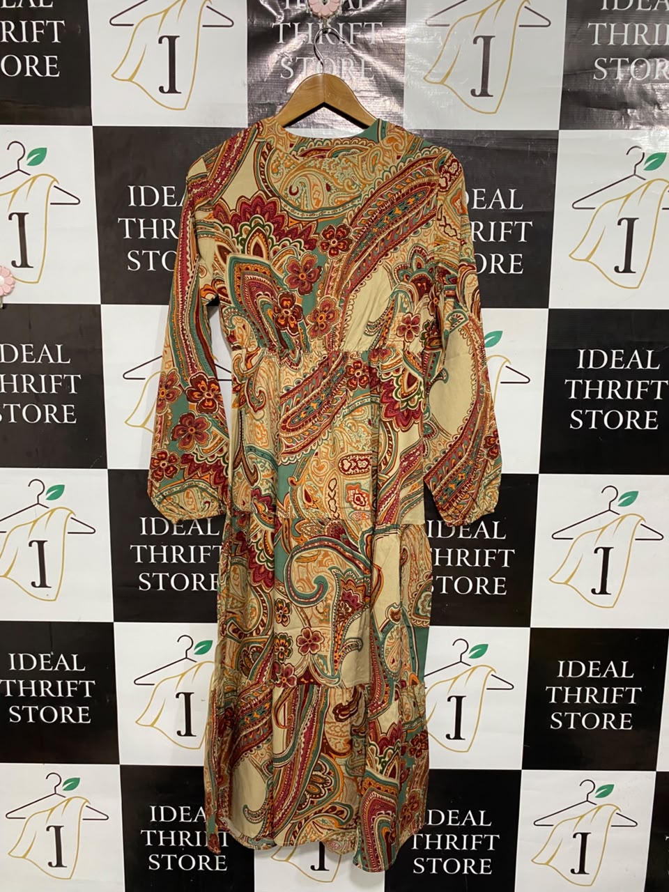 SHEIN |M| BUST 18| A69| MULTICOLOR PAISLEY & BOHEMIAN PRINT MIDI DRESS