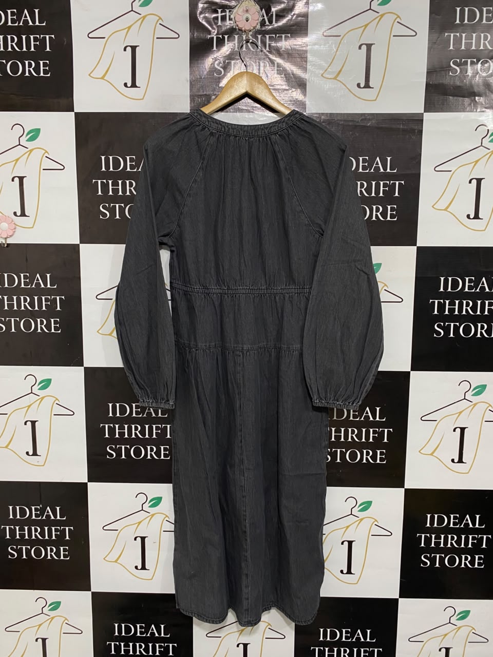 TU WOMAN |M| BUST 18| A69| GREY DENIM BUTTON-DOWN MIDI DRESS