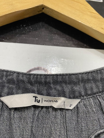 TU WOMAN |M| BUST 18| A69| GREY DENIM BUTTON-DOWN MIDI DRESS