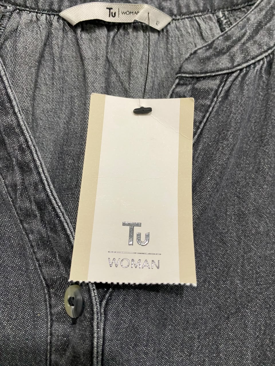 TU WOMAN |M| BUST 18| A69| GREY DENIM BUTTON-DOWN MIDI DRESS