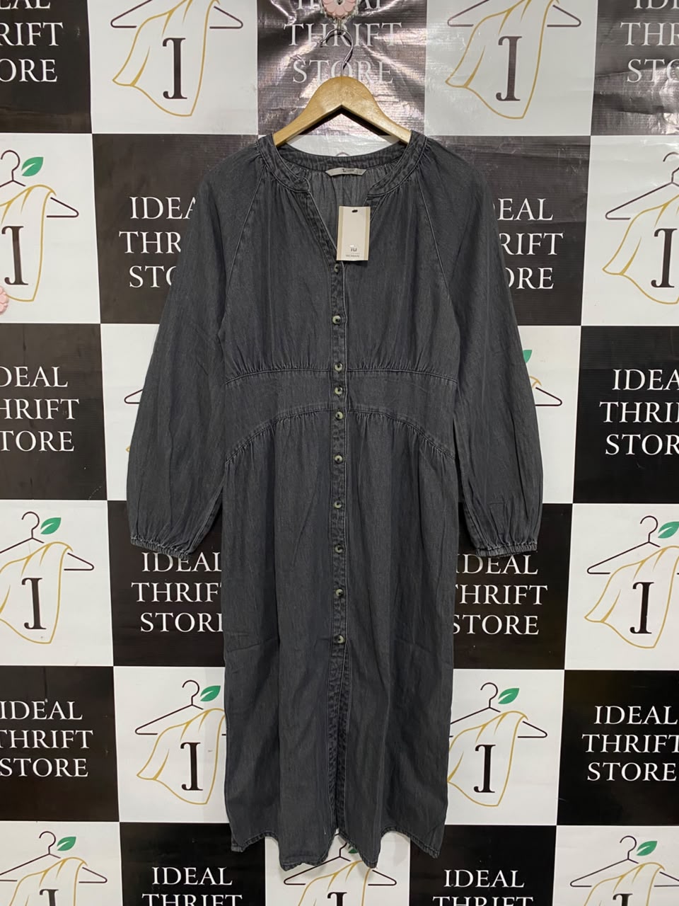 TU WOMAN |M| BUST 18| A69| GREY DENIM BUTTON-DOWN MIDI DRESS