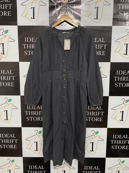 TU WOMAN |M| BUST 18| A69| GREY DENIM BUTTON-DOWN MIDI DRESS