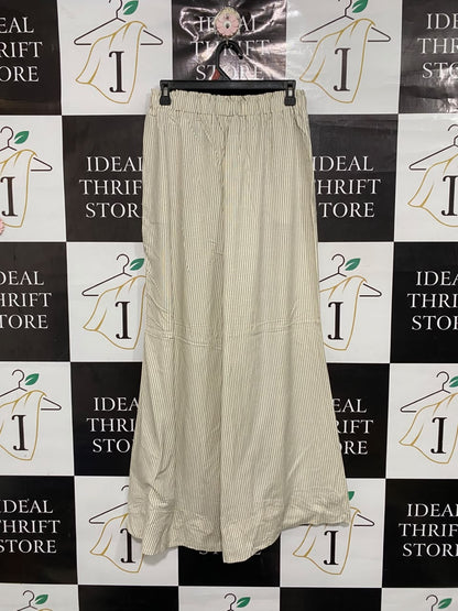 STRADIVARIUS |M| WAIST 28| A69|  BEIGE STRIPED SUPER WIDE-LEG TROUSERS