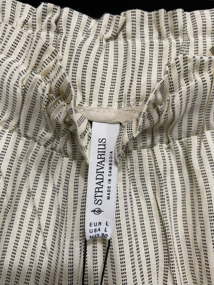 STRADIVARIUS |M| WAIST 28| A69|  BEIGE STRIPED SUPER WIDE-LEG TROUSERS